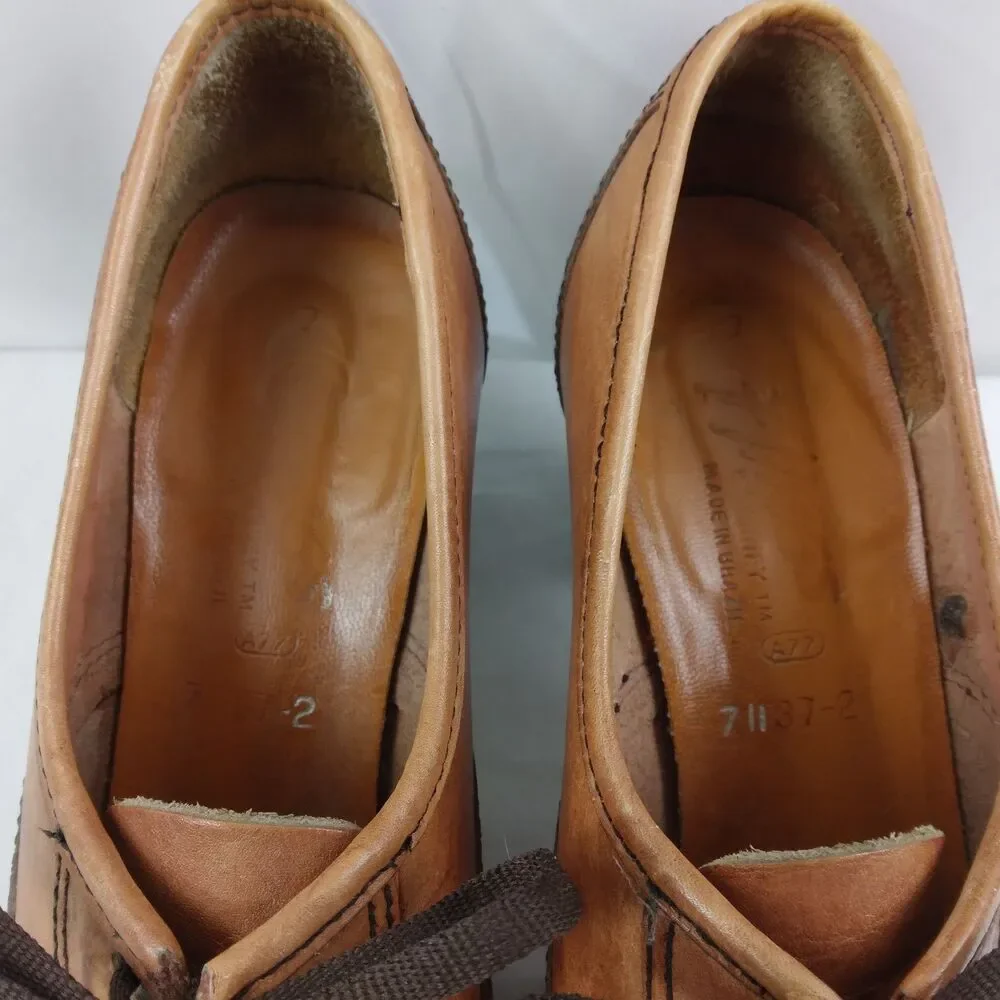 Fling Oxfords Wingtip Brogue Block Heels Leather Y2K Academia Women's 7